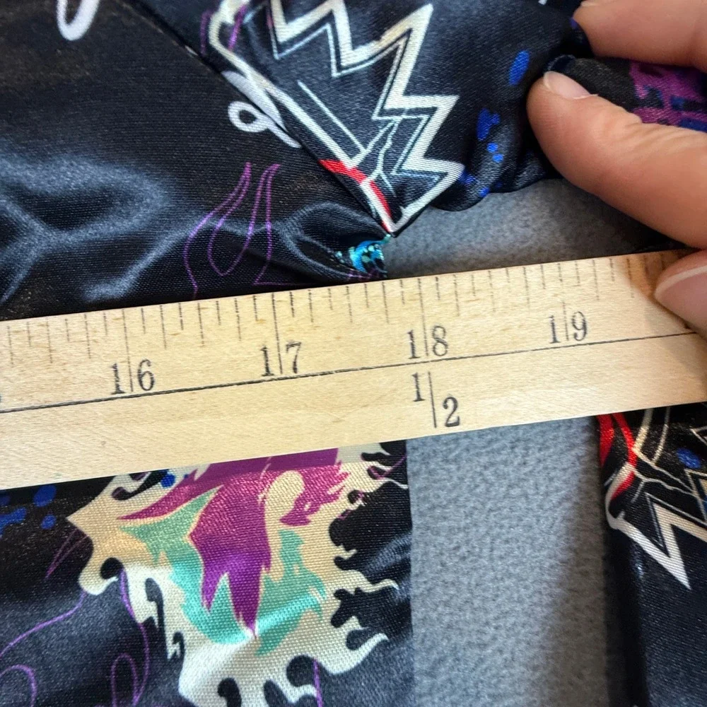 Disney Descendants 3 Bomber Jacket Kids Size 16 XL Black Neon Sequin Graphic Zip